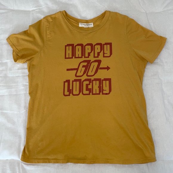 Project Social T Shirt Happy Go Lucky Yellow Top - Picture 2 of 4
